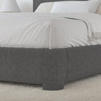 4 EVER WINNER King Size Bed Frame, Boucle Upholstered Bed Frame with Headboard, No Box Spring Required, Easy Assembly, Dark Gray