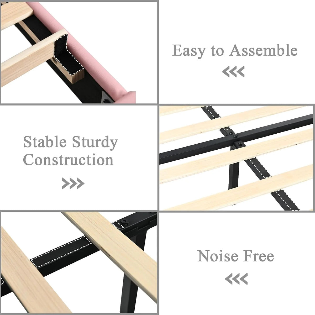 DreamCurship Full Size Bed Frame, Pink Bed Frame with Headboard and Footboard, Modern Upholstered Bed Frame, Pink