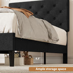 4 Ever WinnerTwin Size Upholstered Platform Bed Frame with Headboard, Black
