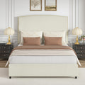 4 EVER WINNER Twin /Full/Queen/KIng Size Bed Frame, Upholstered Bed Frame with Headboard, No Box Spring Required, Easy AssemblyBEAX591-GBYXMD-BeigeF-walmart