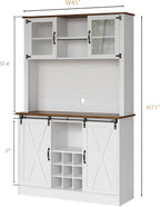DreamCurship 72" Kitchen Pantry Cabinet with Microwave Stand, Freestanding Cupboard Storage Cabinet, Tall Buffet Cabinet with Hutch, Stemware Rack & Adjustable Shelves, White