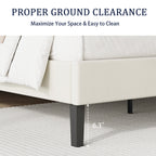 4 EVER WINNER Twin Size Upholstered Platform Bed Frame with Headboard, Cream
