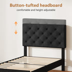4 Ever WinnerTwin Size Upholstered Platform Bed Frame with Headboard, Black