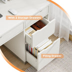 DreamCurship 48 inch Computer Desk with 4 File Drawers, Study Desk with Filing Cabinet and Storage, Home Office Desk for Work and Study, Writing Desk for Small Space, Brown