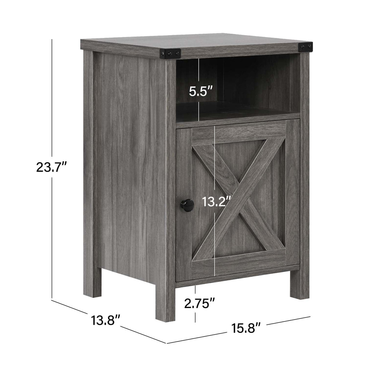 4 EVER WINNER Farmhouse Nightstand, End Table for Bedroom Living Room, Side Table, Grey Wash