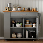Kitchen Island on Wheels with Storage, Rolling Kitchen Cart with Spice Rack, Towel Rack, Open Shelves & Drawer, Portable Kitchen Island for Home, Grey