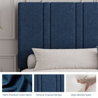 4 EVER WINNER Full Size Upholstered Platform Bed Frame with Headboard, Blue Full Bed Frame, No Box Spring Needed, Blue