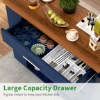 Kitchen Island on Wheels with Storage, Rolling Cart with Spice Rack, Towel Rack, Open Shelves & Drawer, Portable for Kitchen/Dining, Blue