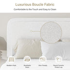 4 Ever Winner Boucle Upholstered Queen Bed Frame with Curved Headboard, White