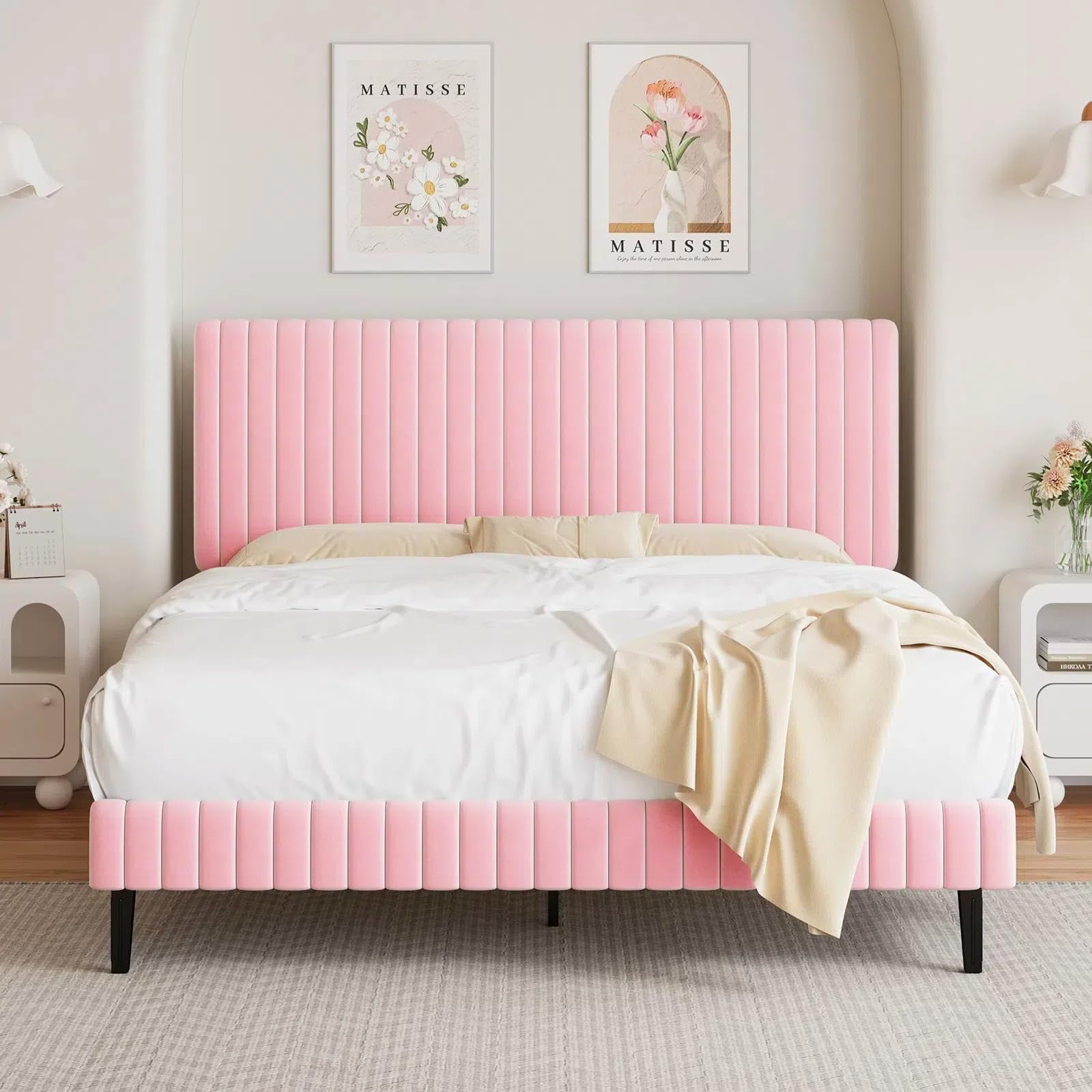 4 EVER WINNER Twin /Full/Queen/KIng Size Bed Frame, Upholstered Bed Frame with Headboard, No Box Spring Required, Easy AssemblyBEAX404-STWBasicBed-PF-Walmart