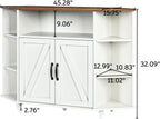 Corner TV Stand for 50 Inch TV, Farmhouse Entertainment Center with Storage & Power Outlet, TV Console Cabinet and Barn Door for Living Room&Study&Playroom, White