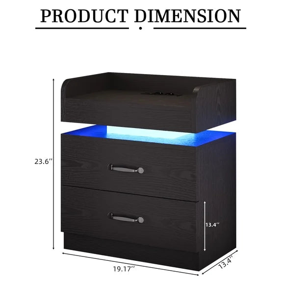 4 EVER WINNER Wooden Nightstand with 2 Drawers, Space Saving Bedside Cabinet for Bedroom, Available in Single & 2 Pack, Small Storage Side Table for Compact RoomCAAX090-2026JAN-Grey1-CAAX090-A