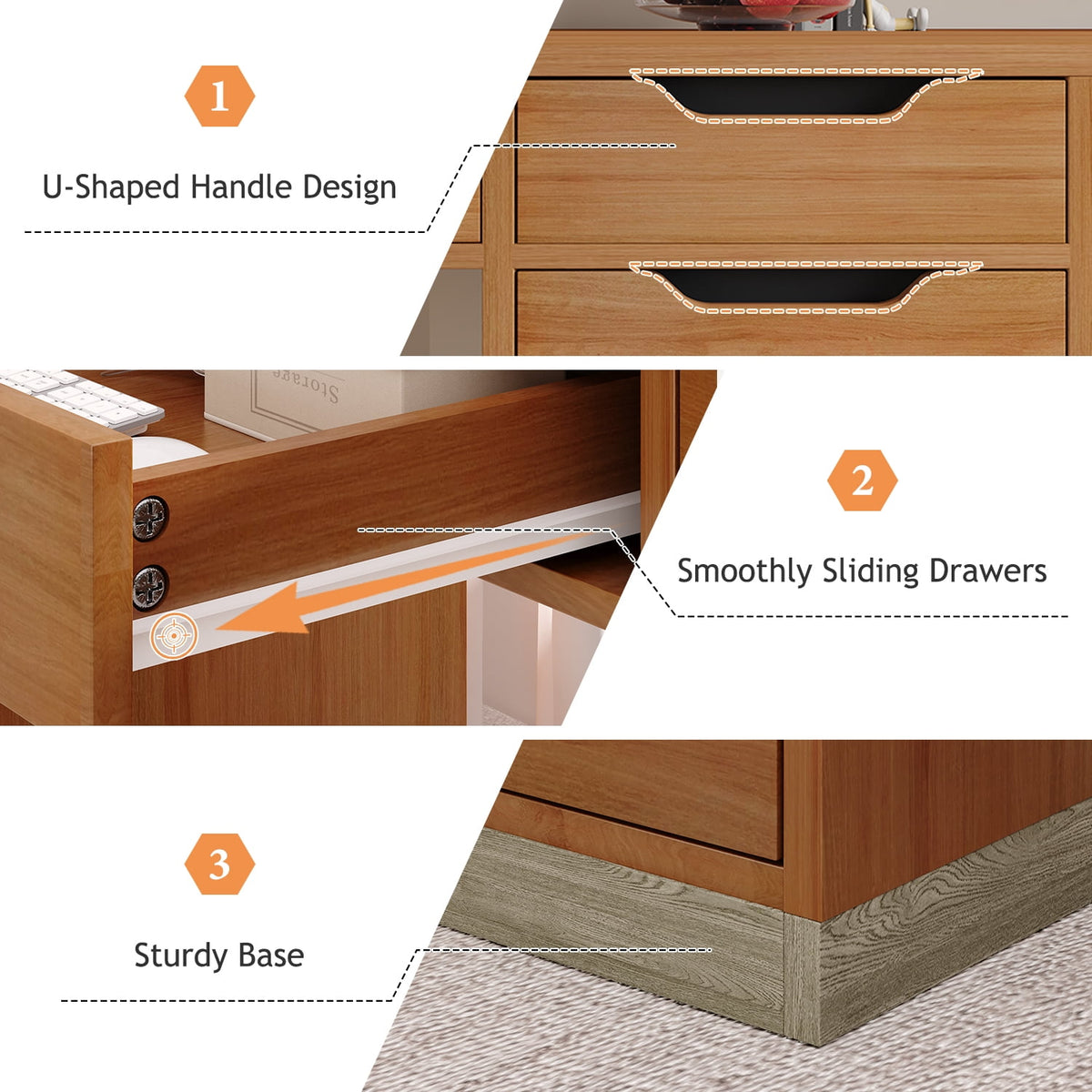 DreamCurship 55 inch Computer Desk with 7 Drawers, Executive Office Desk with Storage, Home Office Desk for Work Study Writing, Brown