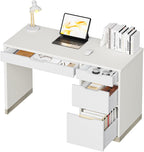 DreamCurship 48 inch Computer Desk with 4 File Drawers, Study Desk with Filing Cabinet and Storage, Home Office Desk for Work and Study, Writing Desk for Small Space, Brown