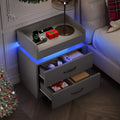 4 EVER WINNER Wooden Nightstand with 2 Drawers, Space Saving Bedside Cabinet for Bedroom, Available in Single & 2 Pack, Small Storage Side Table for Compact RoomCAAX090-2026JAN-Grey1-CAAX090-A