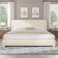 4 EVER WINNER Twin /Full/Queen/KIng Size Bed Frame, Upholstered Bed Frame with Headboard, No Box Spring Required, Easy AssemblyBEAX753-YHLDbed-CREAMCK