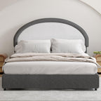 4 EVER WINNER Queen Size Bed Frame, Upholstered Bed Frame with Headboard, Modern Boucle Bed Frame, Grey