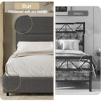 4 Ever Winner Queen Size Boucle Bed Frame with Headboard, Upholstered Platform Bed with Wood Slats, Soft Rounded Corners, No Box Spring Required, Non-Slip and Noise-Free, Easy Assembly, Grey