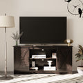 Modern Farmhouse TV Stand for 65 inch TV, Sliding Barn Door Television Stands, Media Console Dark Brown