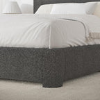 4 EVER WINNER King Size Bed Frame, Modern White Bed Frame with Headboard, Boucle Fabric Upholstered Bed Frame, Soft Curved Headboard, Gray