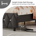 4 EVER WINNER Twin Size Upholstered Bed with Diamond Headboard and Footboard, Gray