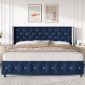 4 EVER WINNER Twin /Full/Queen/KIng Size Bed Frame, Upholstered Bed Frame with Headboard, No Box Spring Required, Easy AssemblyKD0047-SSFRB-Black-Q-KD0047