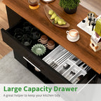 Rolling Kitchen Island Cart with Storage, Black Mobile Kitchen Cart on Wheels with Spice Rack, Towel Rack, Open Shelves & Drawer, Versatile Serving Cart for Kitchen Dining Room