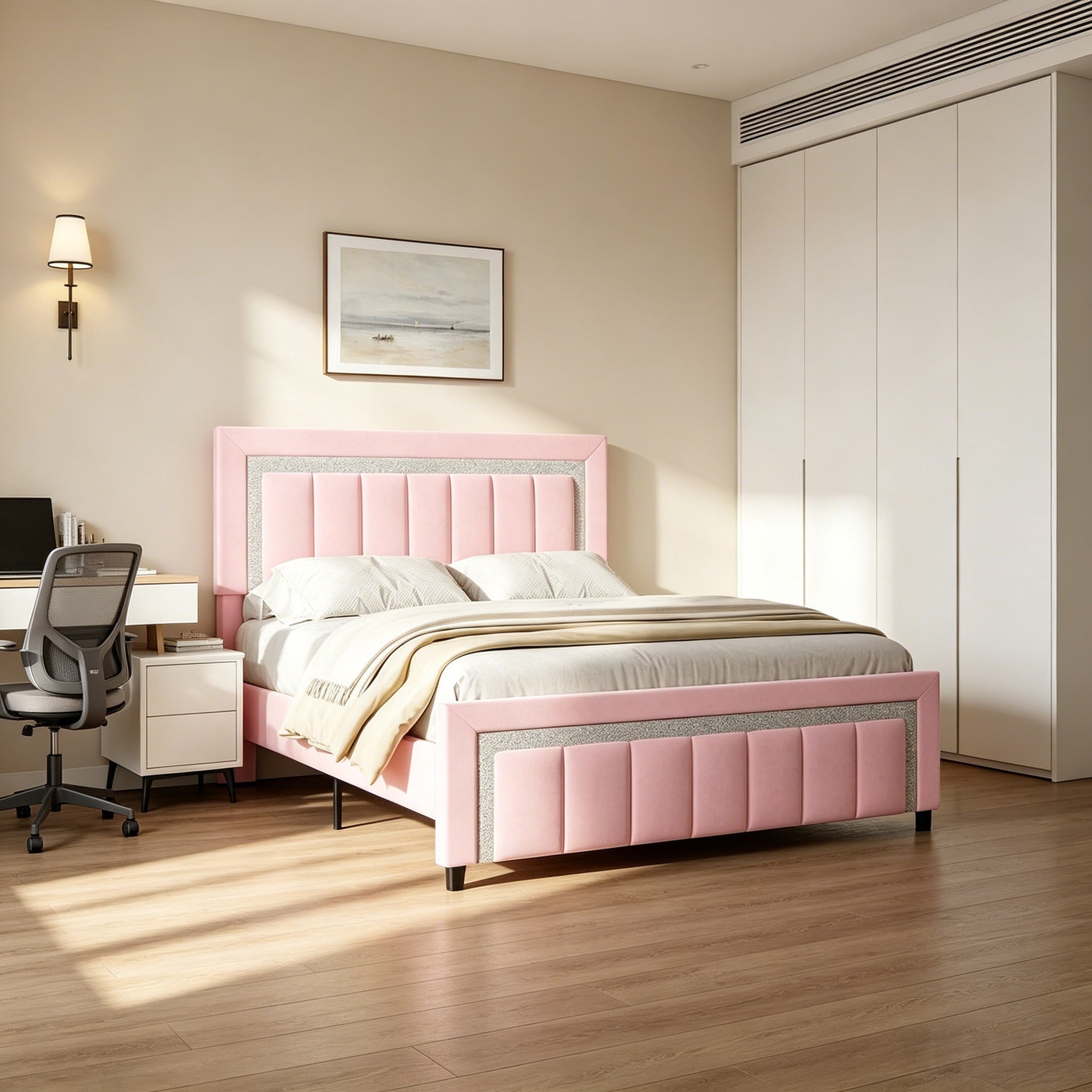 4 EVER WINNER Twin /Full/Queen/KIng Size Bed Frame, Upholstered Bed Frame with Headboard, No Box Spring Required, Easy AssemblyBEAX354-TWXZBLD-BEAX354