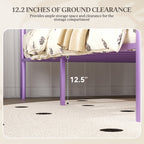 4 EVER WINNER Queen Size Metal Platform Bed Frame with Heart-Shaped Decorative Headboard and Footboard, 12.2" Under bed Storage Space, Purple