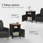 Farmhouse Nightstand Set of 2, Rustic End Table with Storage Cabinet and Shelf, End Table Set of 2 for Bedroom Living Room, Wood Night Stand Side Table, Black