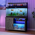 4 EVER WINNER Fish Tank Stand with Power Outlet and Led Light, Cabinet for 55-75 Gallon Aquarium, RGB Lighting Strip Ideal for Turtle Enclosure, Supports up to 1100 Pounds, Gray