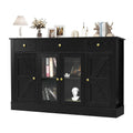 4 EVER WINNER Sideboard Buffet Cabinet, Farmhouse Coffee Bar Cabinet with Storage, Credenza Storage Cabinet Accent Cabinet for Living Room, Black