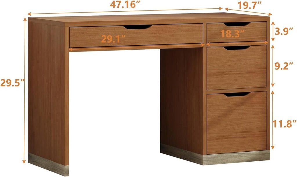 DreamCurship 48¡± Computer Desk with 4 Drawers, Home Office Desk for Work and Study, Writing Desk for Small Space, White