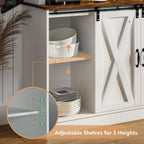 DreamCurship 72" Kitchen Pantry Cabinet with Microwave Stand, Freestanding Cupboard Storage Cabinet, Tall Buffet Cabinet with Hutch, Stemware Rack & Adjustable Shelves, White
