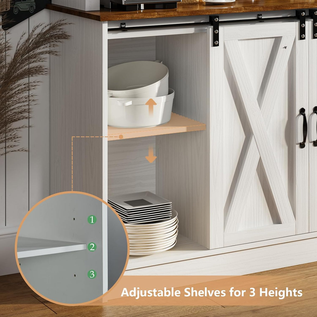 DreamCurship 72" Kitchen Pantry Cabinet with Microwave Stand, Freestanding Cupboard Storage Cabinet, Tall Buffet Cabinet with Hutch, Stemware Rack & Adjustable Shelves, White