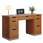 DreamCurship 55 inch Computer Desk with 7 Drawers, Executive Office Desk with Storage, Home Office Desk for Work Study Writing, Brown