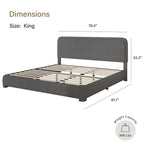 4 EVER WINNER King Size Bed Frame, Boucle Upholstered Bed Frame with Headboard, No Box Spring Required, Easy Assembly, Dark Gray