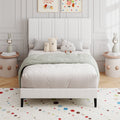 4 EVER WINNER Twin /Full/Queen/KIng Size Bed Frame, Upholstered Bed Frame with Headboard, No Box Spring Required, Easy AssemblyBEAX741-KZbasic-WT