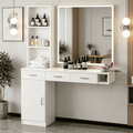 4 EVER WINNER Wall Mount Salon Stations, Barber Station with 3 Hair Dryer Holder, Beauty Salon Spa Equipment with 2 Drawers, 1 Storage Cabinet, White