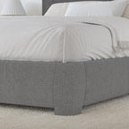 4 EVER WINNER Full Size Bed Frame, Boucle Upholstered Bed Frame with Headboard, No Box Spring Required, Easy Assembly, Light Gray